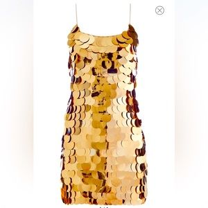 ASOS DESIGN Embellished Cami Mini Dress In Copper Over Sized Disc Sequin